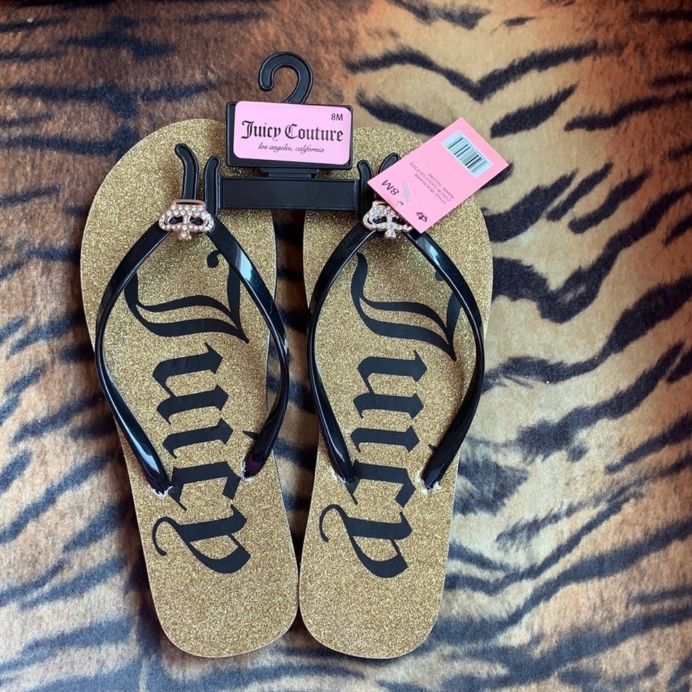 COPY - NWT Juicy Couture Gold Glitter Flip Flops size 8